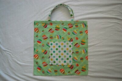 Handcrafted - Environmentally friendly Reusable 100% Cotton SHOPPING BAG (GROCERIES) "MUFFIN and DOTS "