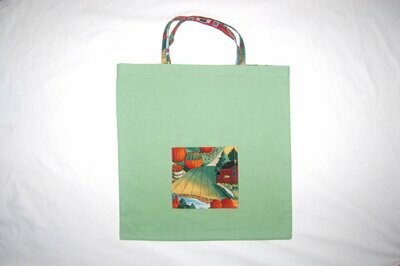 Handcrafted - Environmentally friendly Reusable 100% Cotton SHOPPING BAG (GROCERIES) "THE COUNTRY"