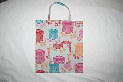 Handcrafted - Environmentally friendly Reusable 100% Cotton SHOPPING BAG (GROCERIES) "OWL "