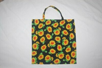 Handcrafted - Environmentally friendly Reusable 100% Cotton SHOPPING BAG (GROCERIES) "little SUNFLOWER"