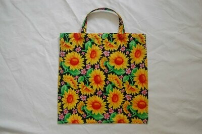 Handcrafted - Environmentally friendly Reusable 100% Cotton SHOPPING BAG (GROCERIES) "large SUNFLOWER"