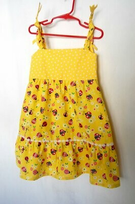 Handcrafted Ladybug Dress - Yellow - for Girls 3 (three) YEARS