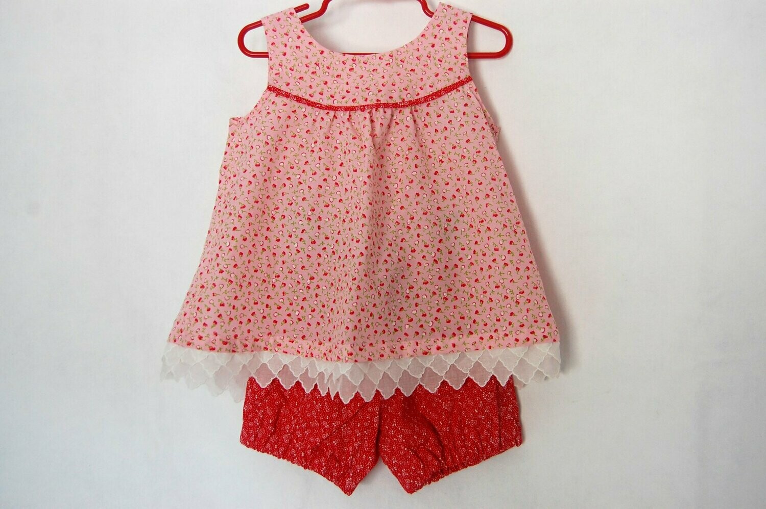 Handcrafted Little Flower Top & one Red Pants - for Girls 3 (three) YEARS