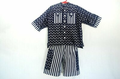 Handcrafted Sailor Top & Pants - BLUE - for Girls 3 (three) YEARS