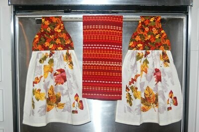 2 beautiful *leaves* tie kitchen towel and one hand kitchen towel