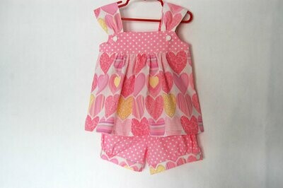 HANDCRAFTED - The HEART TOP & PANTS - PINK - FOR GIRLS 2 (two) YEARS