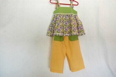 Handcrafted - Flower Top & 2 Pants - for Girls 18 (eighteen) MONTH