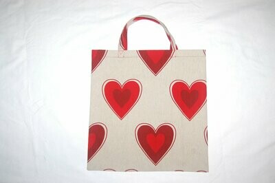 Handcrafted - Environmentally friendly Reusable 100% Cotton SHOPPING BAG (GROCERIES) "Valentines Day"