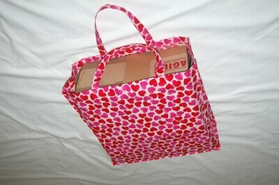 Handcrafted - Environmentally friendly Reusable 100% Cotton BIG SHOPPING BAG (GROCERIES) "sweet heart"