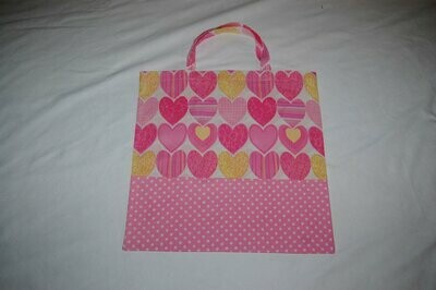 Handcrafted - Environmentally friendly Reusable 100% Cotton SHOPPING BAG (GROCERIES) "Shining Hearts"