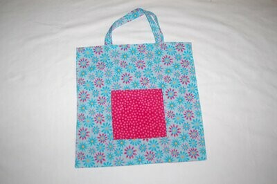 Handcrafted - Environmentally friendly Reusable 100% Cotton SHOPPING BAG (GROCERIES) "FLOWER POWER"