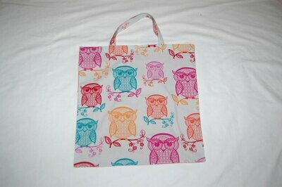 Handcrafted - Environmentally friendly Reusable 100% Cotton SHOPPING BAG (GROCERIES) "OWL "