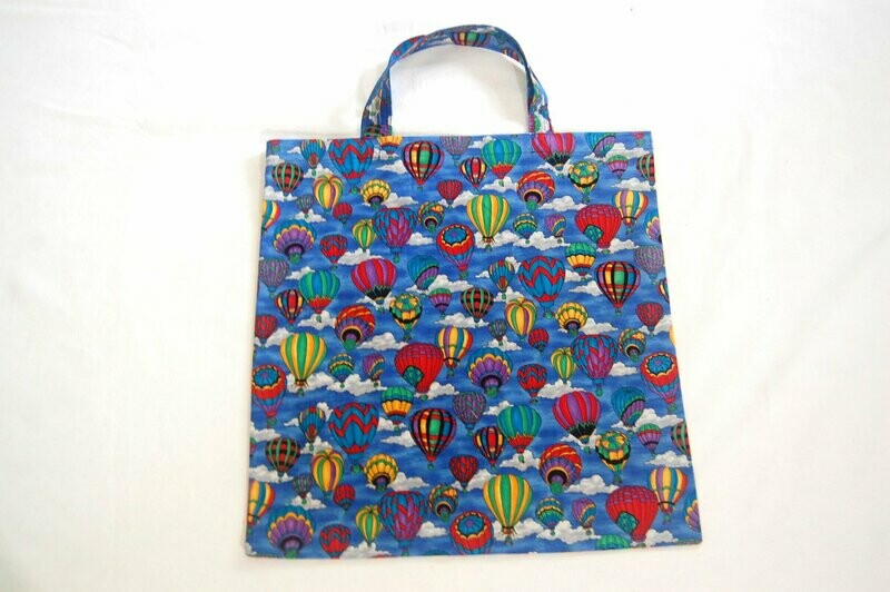 Handcrafted - Environmentally friendly Reusable 100% Cotton SHOPPING BAG  (GROCERIES)  "RAINBOW BALLOON"