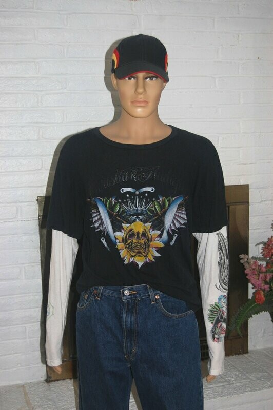 New Christian Audigier long arm shirt BLACK/WHITE