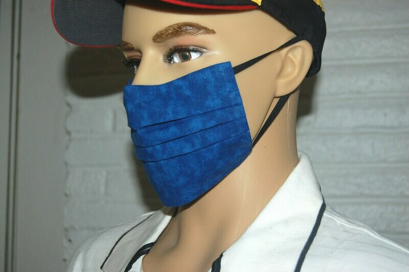 3 Layer Handcrafted - Environmentally friendly Reusable 100% Cotton Face Mask  "BLUE"