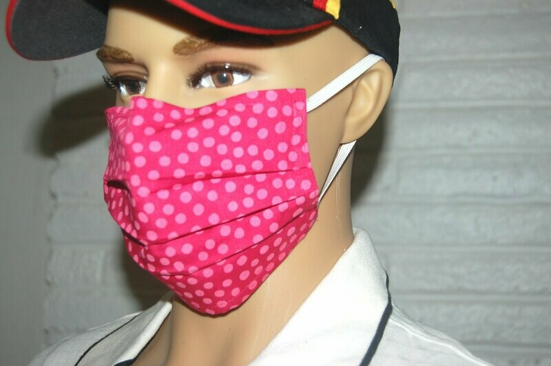 3 Layer Handcrafted - Environmentally friendly Reusable 100% Cotton Face Mask  RED "POKERDOTS"