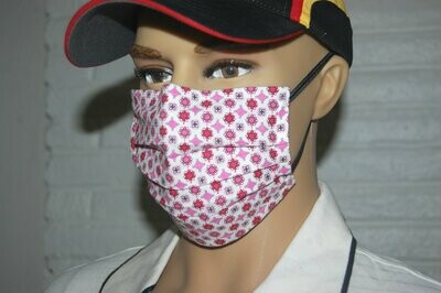 3 Layer Handcrafted - Environmentally friendly Reusable 100% Cotton Face Mask in red | pink | white 
