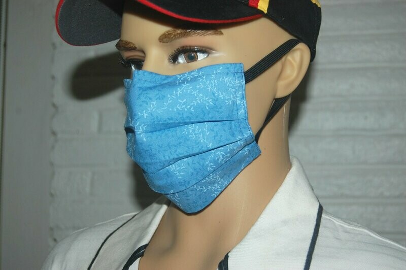 Handcrafted - Environmentally friendly Reusable 100% Cotton Face Mask  in   "light BLUE"