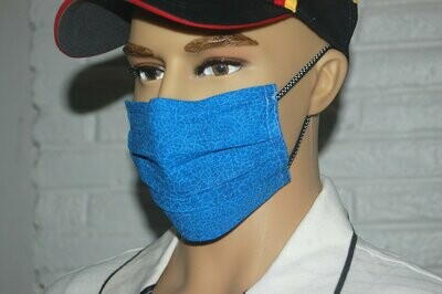 3 Layer Handcrafted - Environmentally friendly Reusable 100% Cotton Face Mask in "middle BLUE"