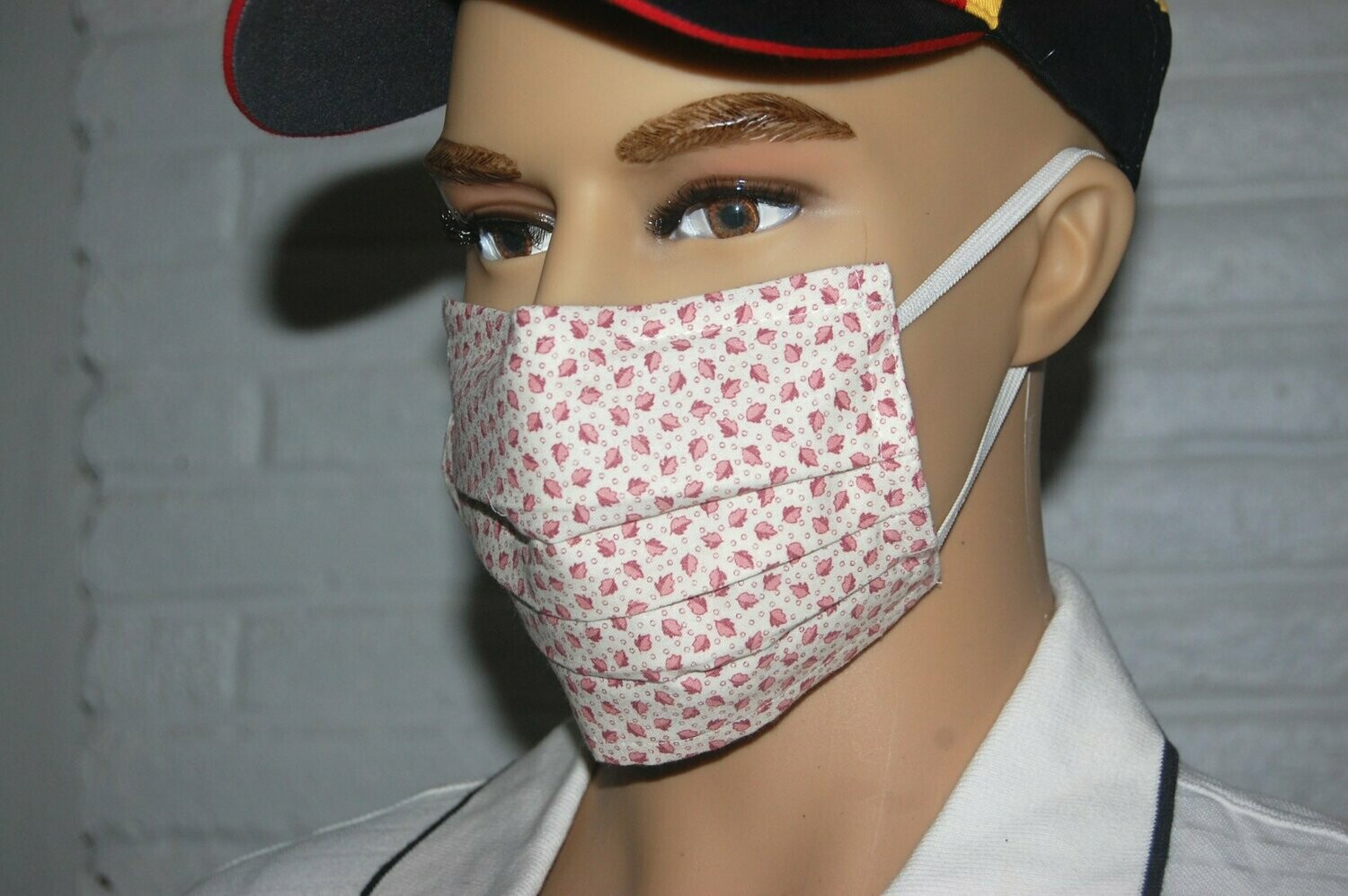 3 Layer Handcrafted - Environmentally friendly Reusable 100% Cotton Face Mask  in   "red LEAVES"