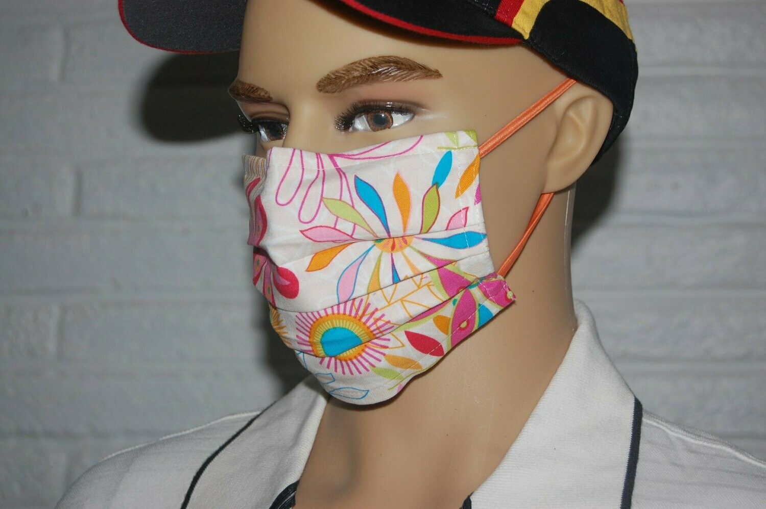 3 Layer Handcrafted - Environmentally friendly Reusable 100% Cotton Face Mask "POP-ART flower"