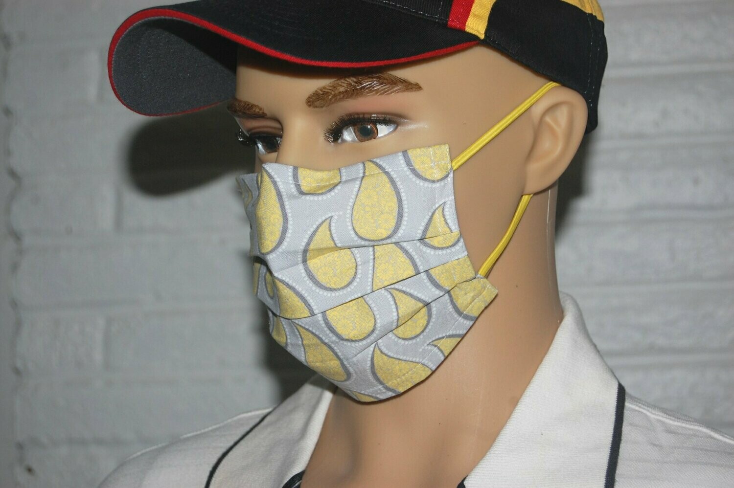 3 Layer Handcrafted - Environmentally friendly Reusable 100% Cotton Face Mask  in "gray | yellow"