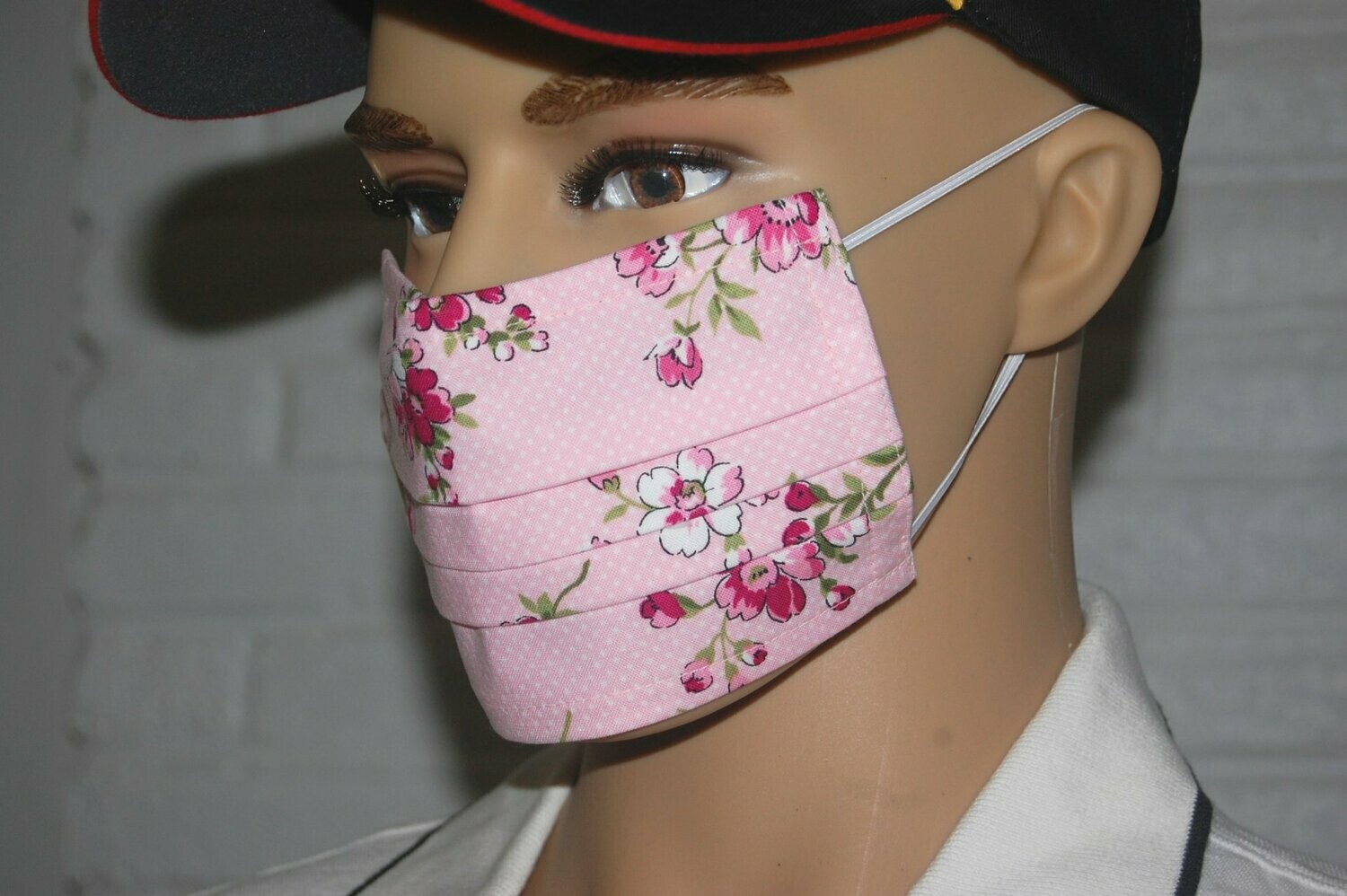 3 Layer Handcrafted - Environmentally friendly Reusable 100% Cotton Face Mask  in pink  "FLOWER"