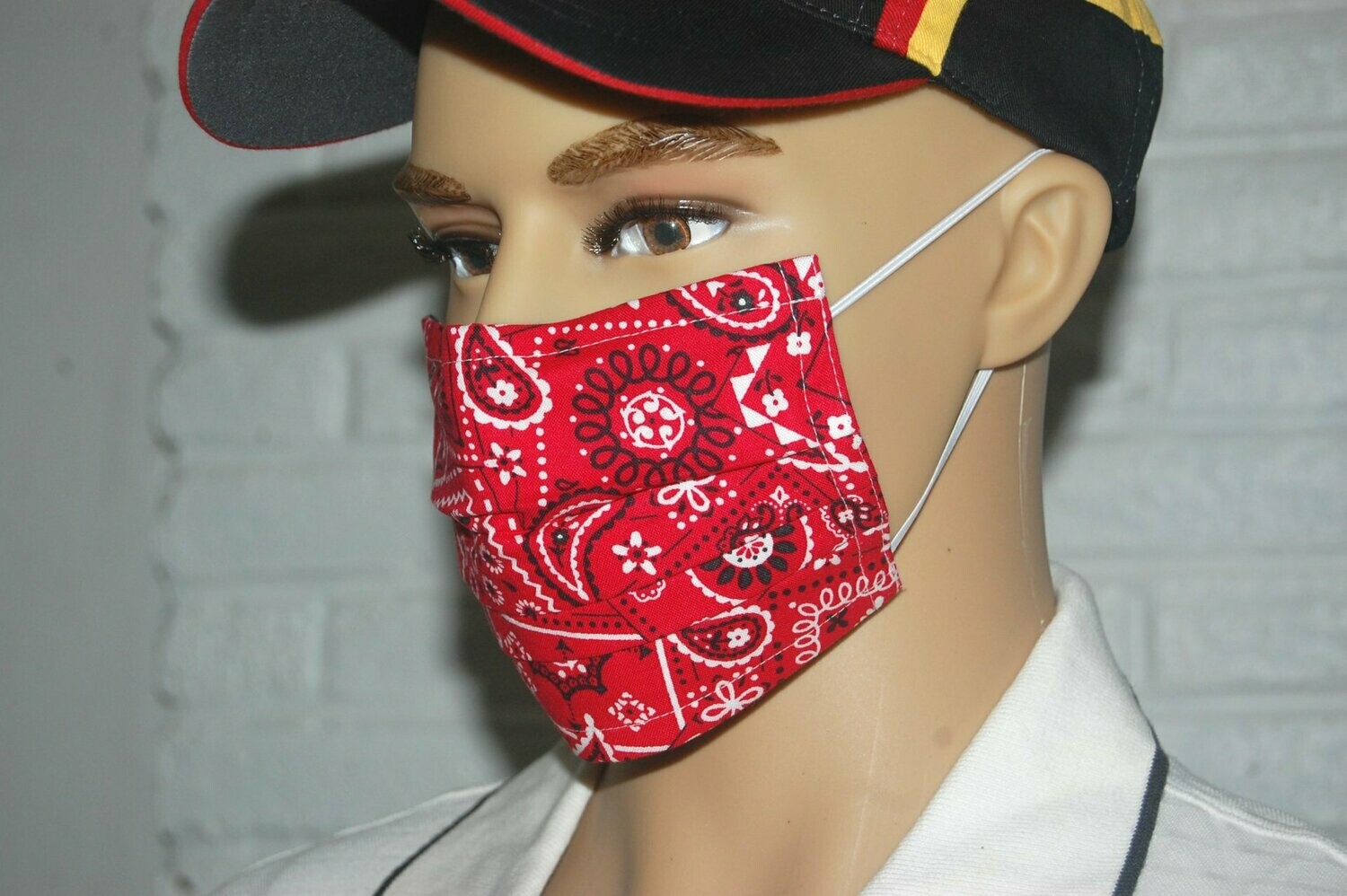 3 Layer Handcrafted - Environmentally friendly Reusable 100% Cotton Face Mask  red "BANDANA"