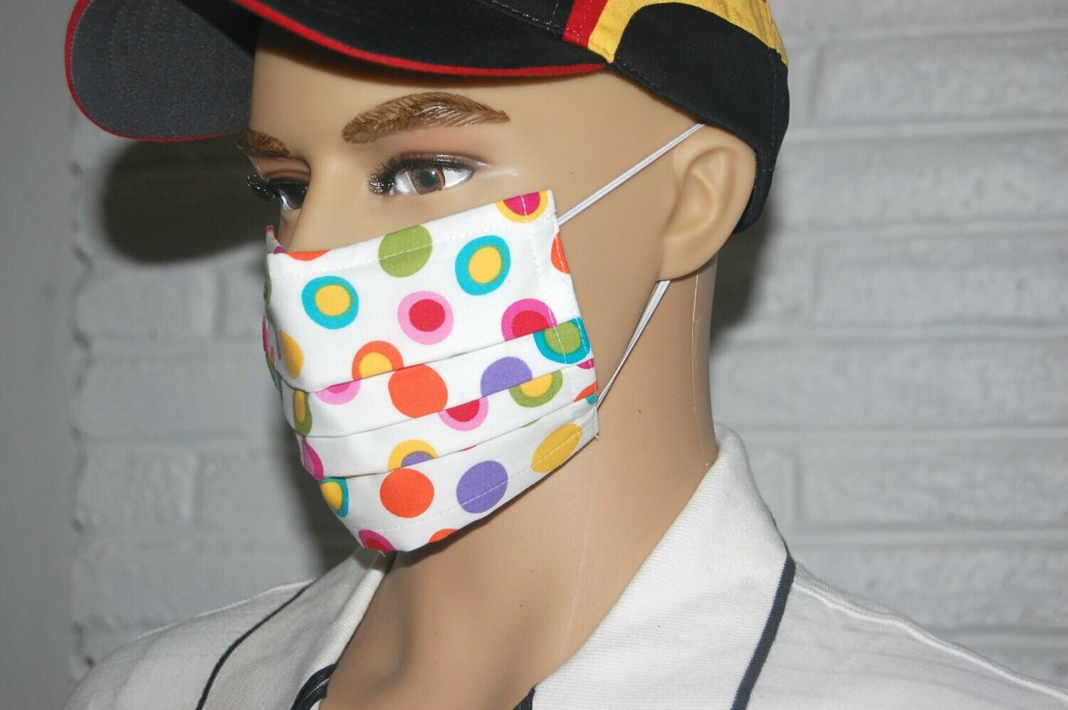 3 Layer Handcrafted - Environmentally friendly Reusable 100% Cotton Face Mask  colorful "CIRCLES"