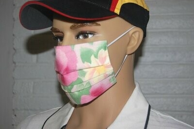 3 Layer Handcrafted - Environmentally friendly Reusable 100% Cotton Face Mask pastel color "FLOWER"