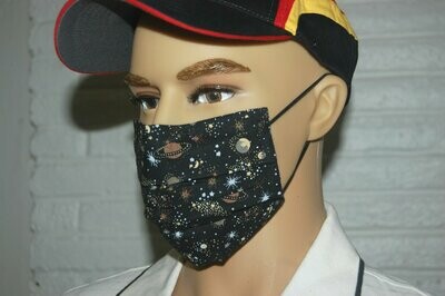 3 Layer Handcrafted - Environmentally friendly Reusable 100% Cotton Face Mask "UNIVERSE"