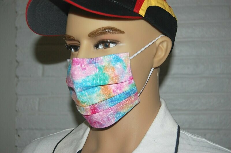 3 Layer Handcrafted - Environmentally friendly Reusable 100% Cotton Face Mask  "RAINBOW"