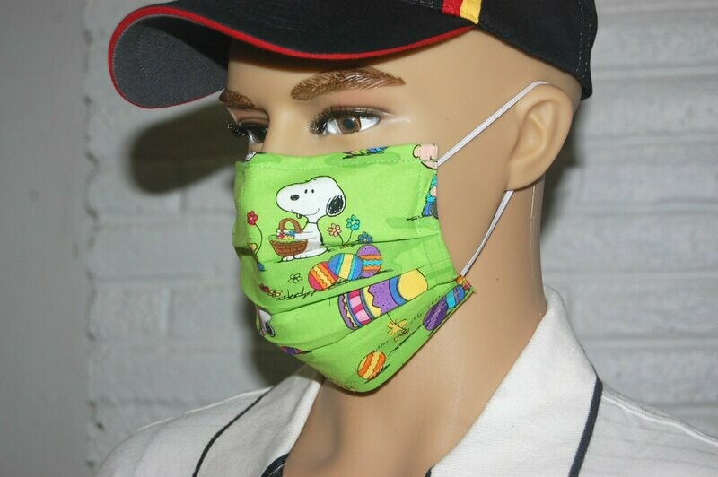 3 Layer Handcrafted - Environmentally friendly Reusable 100% Cotton Face Mask  "PEANUTS"