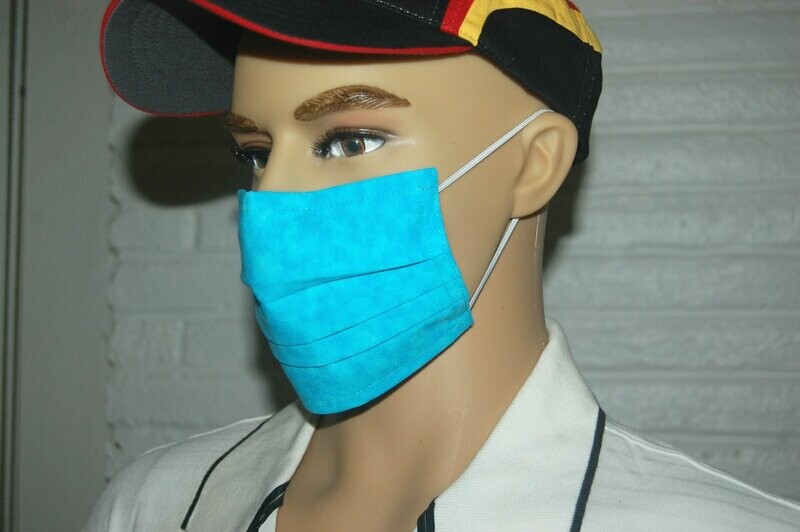3 Layer Handcrafted - Environmentally friendly Reusable 100% Cotton Face Mask  "Turquoise"