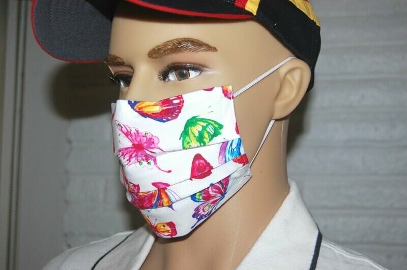 3 Layer Handcrafted - Environmentally friendly Reusable 100% Cotton Face Mask  "BUTTERFLY"