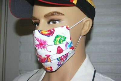3 Layer Handcrafted - Environmentally friendly Reusable 100% Cotton Face Mask "BUTTERFLY"
