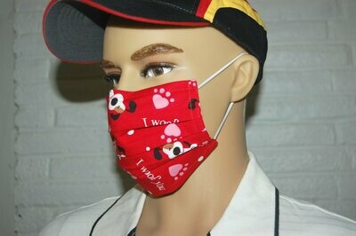 3 Layer Handcrafted - Environmentally friendly Reusable 100% Cotton Face Mask I woof you "DOG"