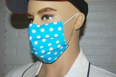 3 Layer Handcrafted - Environmentally friendly Reusable 100% Cotton Face Mask blue with big 