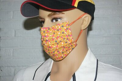 3 Layer Handcrafted - Environmentally friendly Reusable 100% Cotton Face Mask "ORANGE"