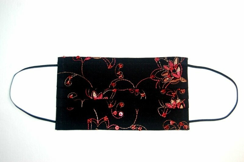 Luxurious Face Mask  3 Layer Handcrafted - Environmentally friendly Reusable 100% Cotton black with "Sequins"