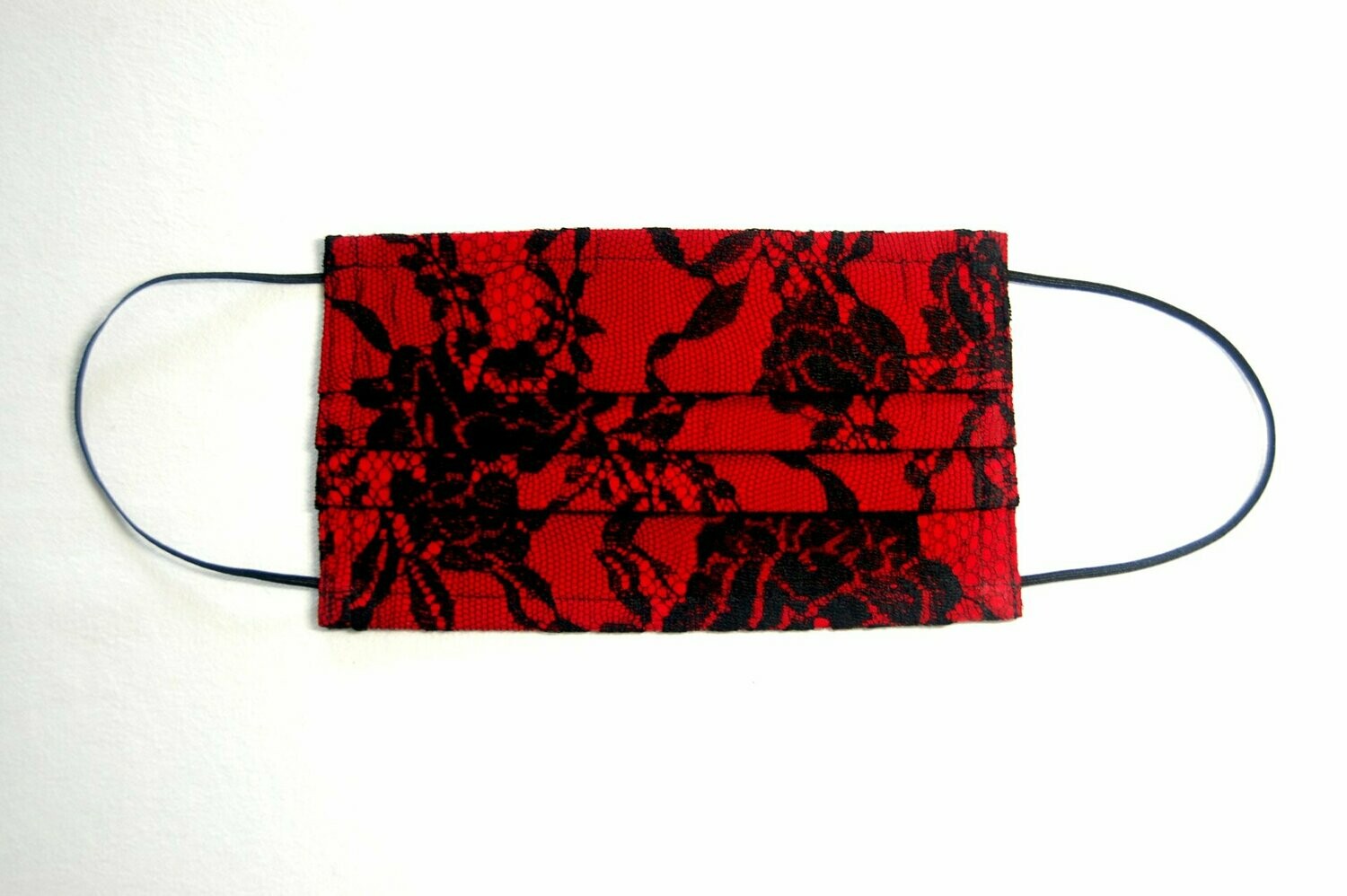Luxurious Face Mask 3 Layer Handcrafted - Environmentally friendly Reusable 100% Cotton red with "black LACE"
