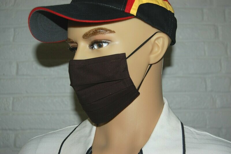 3 Layer Handcrafted - Environmentally friendly Reusable 100% Cotton Face Mask ​brown "ESPRESSO"