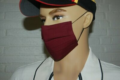 3 Layer Handcrafted - Environmentally friendly Reusable 100% Cotton Face Mask ​dark "BURGUNDY"