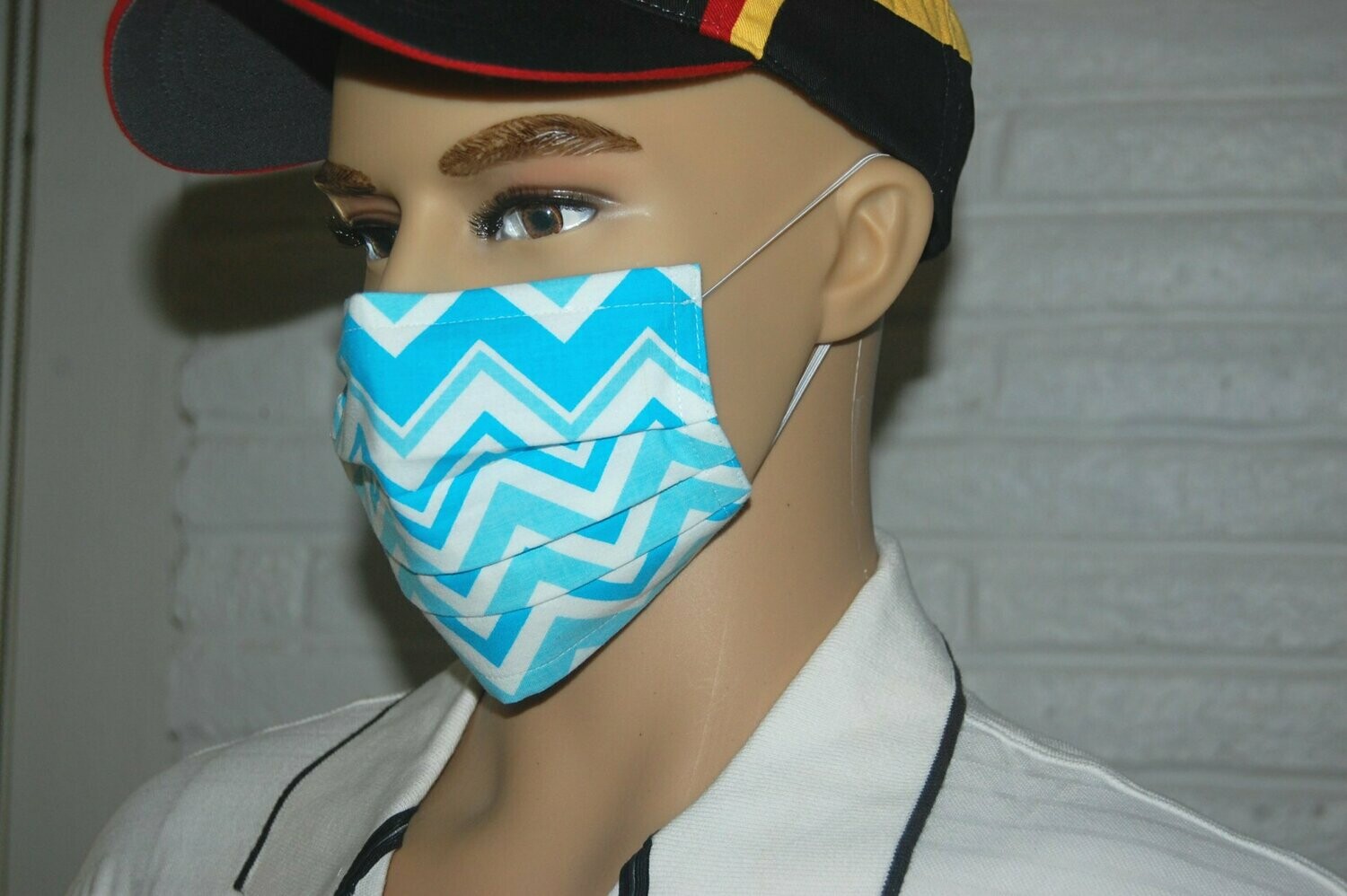 3 Layer Handcrafted - Environmentally friendly Reusable 100% Cotton Face Mask blue "WAVE"