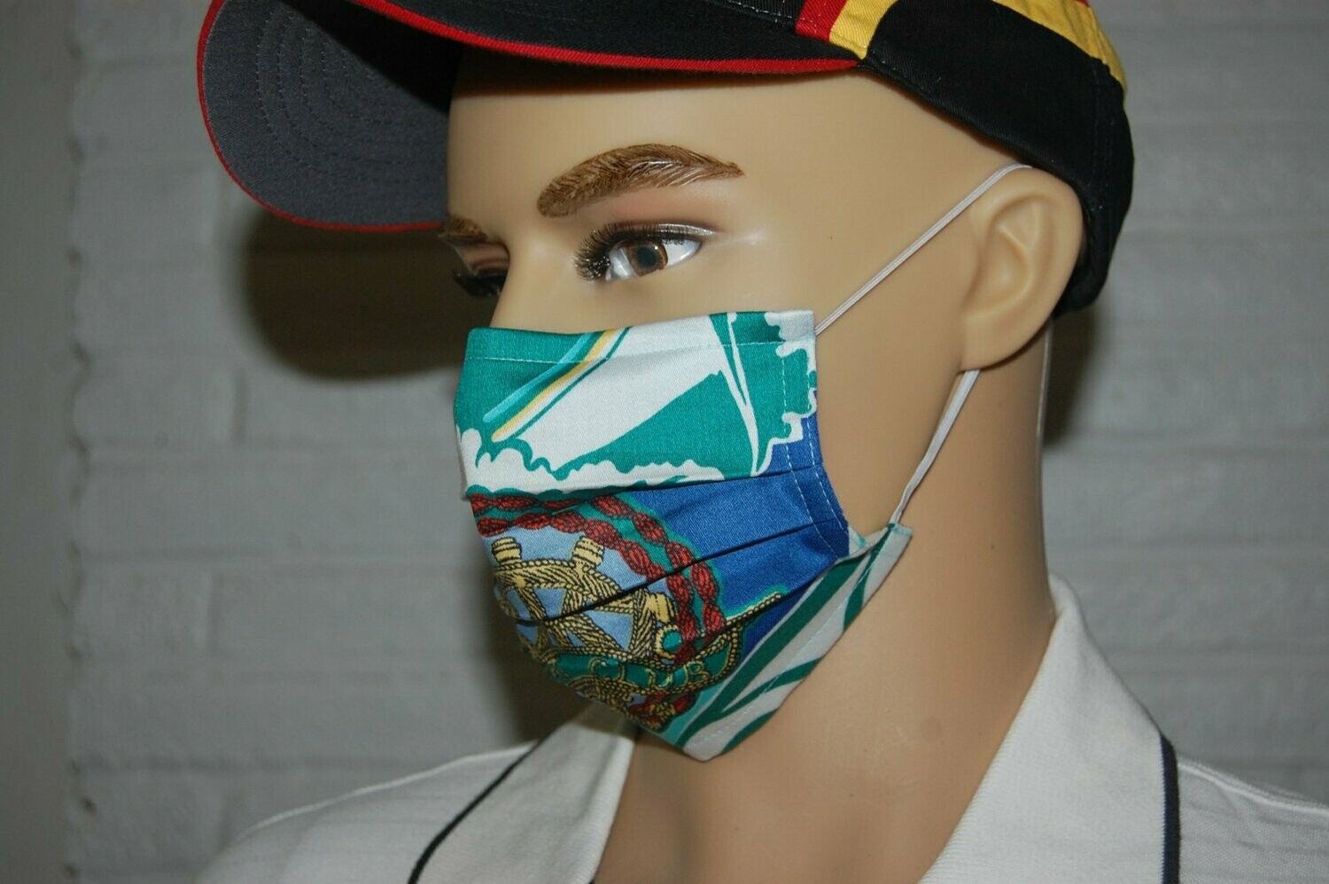 3 Layer Handcrafted - Environmentally friendly Reusable 100% Cotton Face Mask "ship's steering wheel"