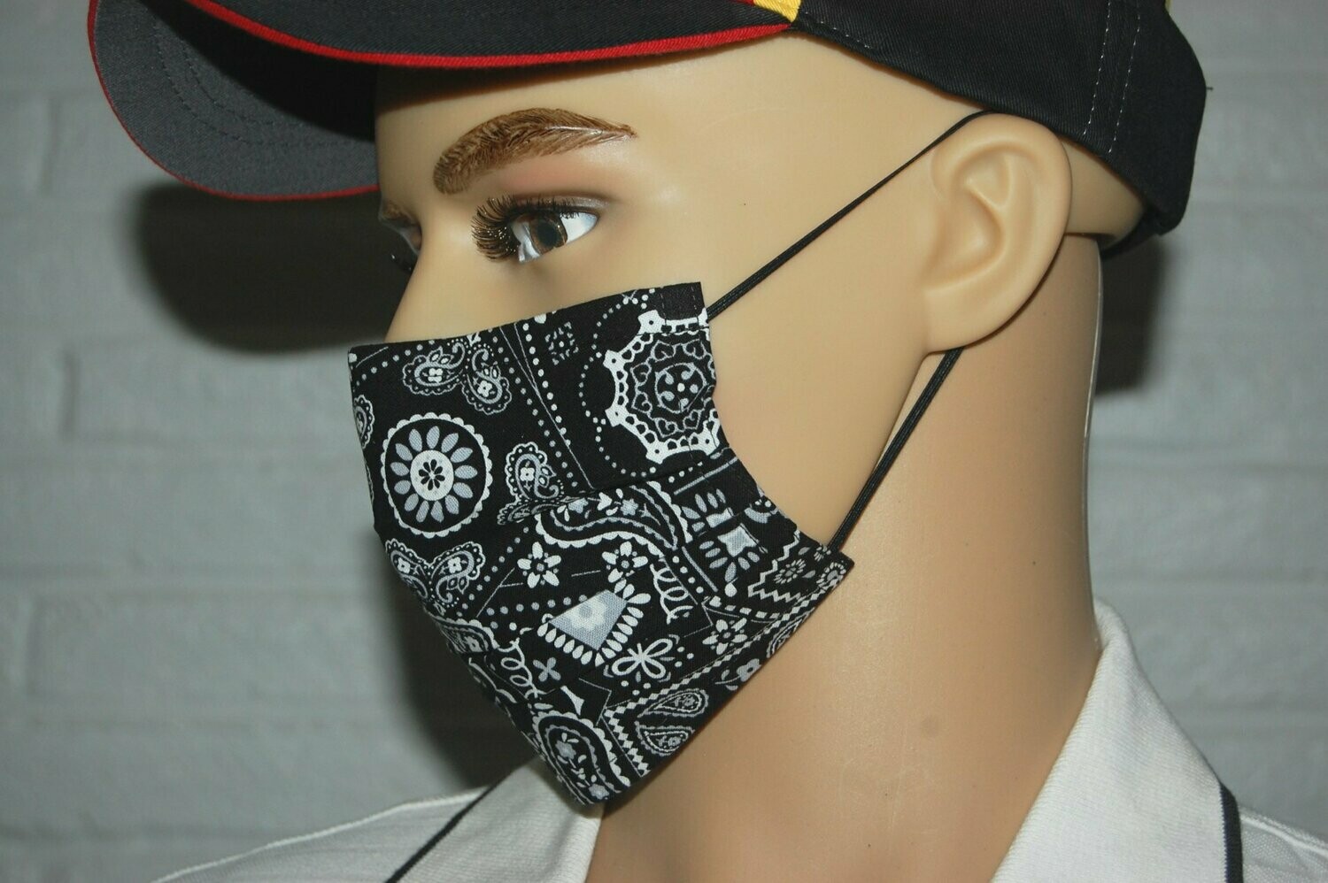 3 Layer Handcrafted - Environmentally friendly Reusable 100% Cotton Face Mask black "Bandana"