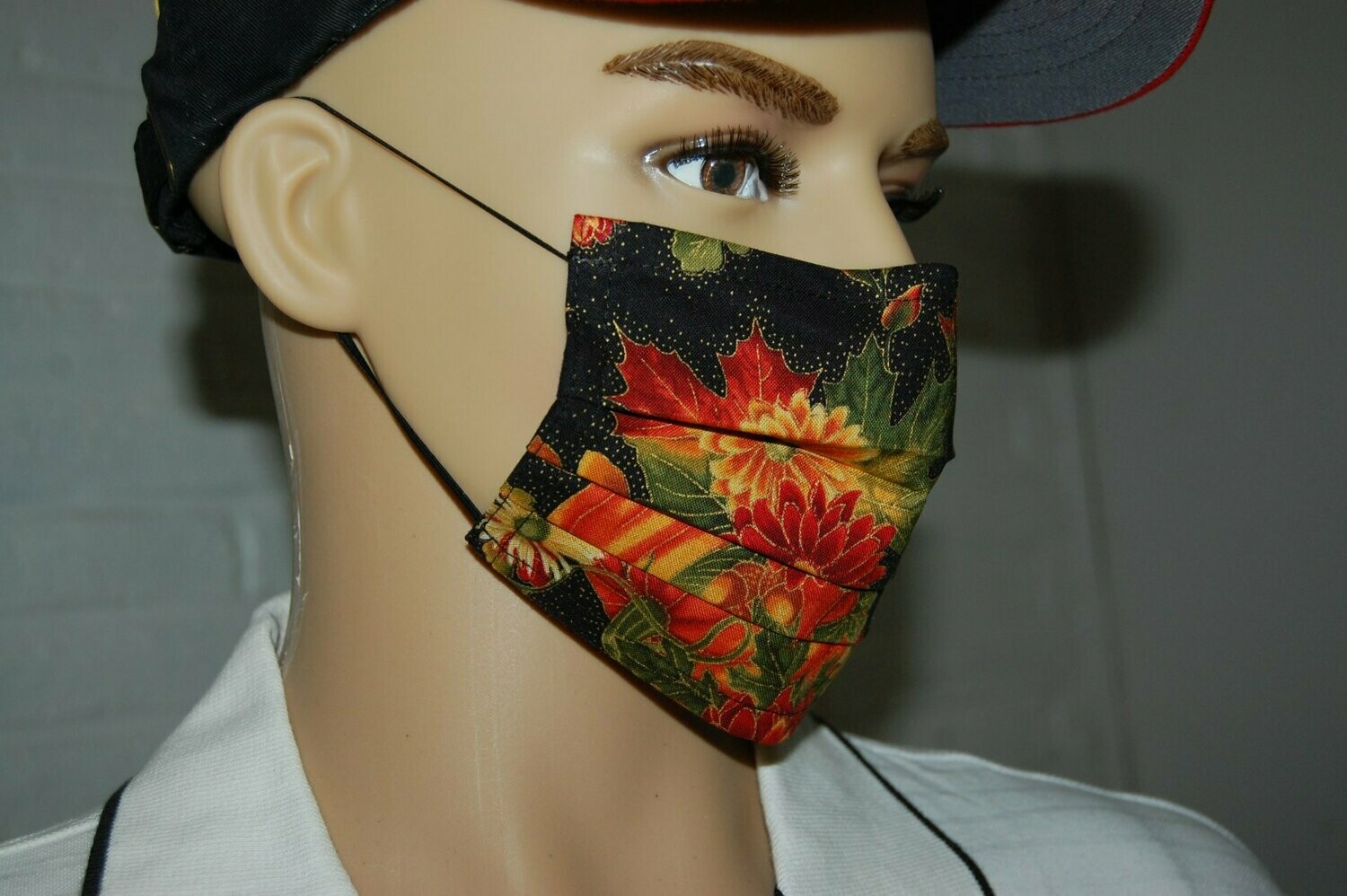 3 Layer Handcrafted - Environmentally friendly Reusable 100% Cotton Face Mask black "PUMPKIN"