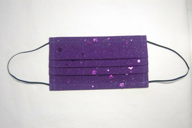 Luxurious Face Mask  3 Layer Handcrafted - Environmentally friendly Reusable 100% Cotton purple with "BLING BLING"