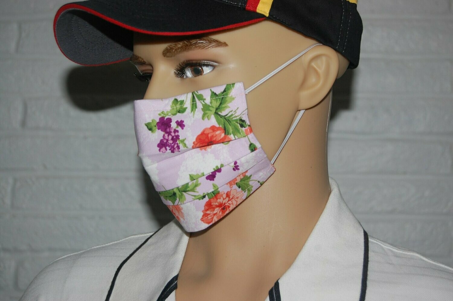 3 Layer Handcrafted - Environmentally friendly Reusable 100% Cotton Face Mask purple with "FLOWER"
