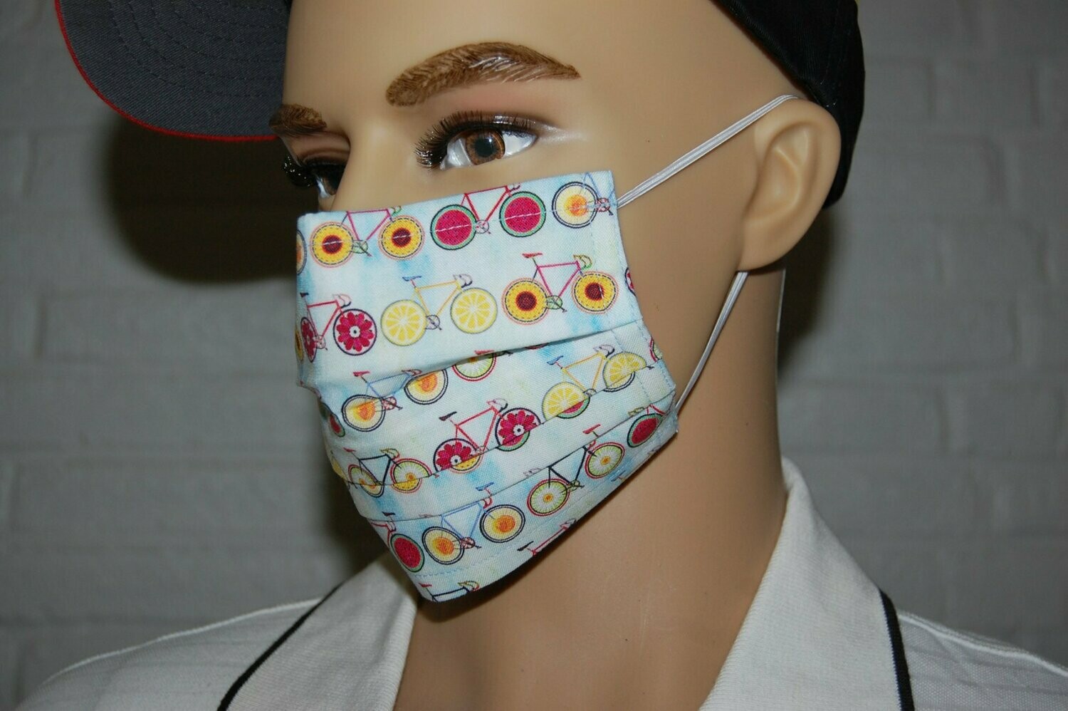 3 Layer Handcrafted - Environmentally friendly Reusable 100% Cotton Face Mask "Flower Racing Bikes"